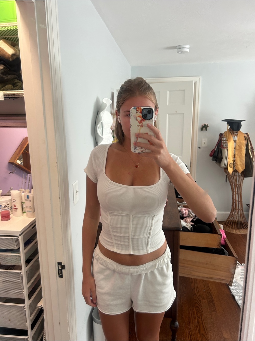 Urban Outfitters White Ribbed Corset Crop Top